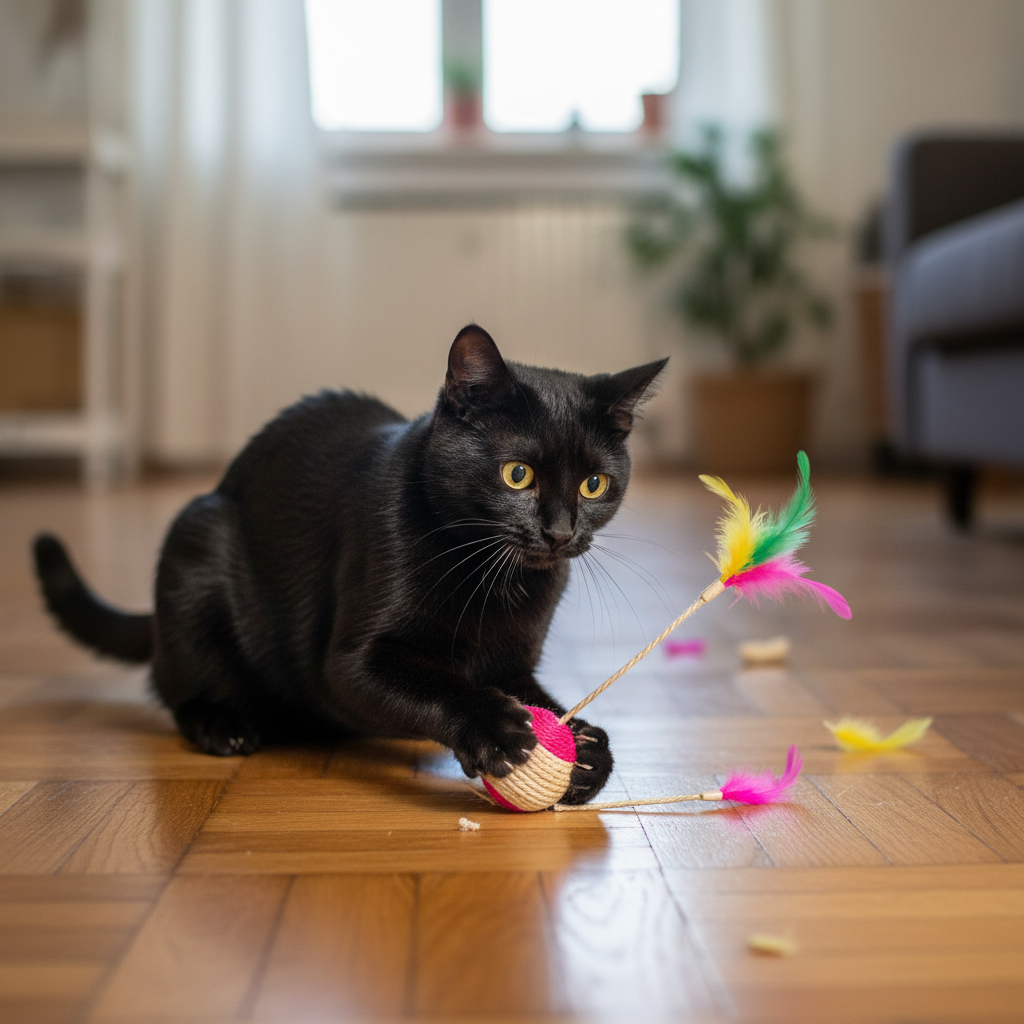 Jouet Ludique pour Chat – Balle à Griffer et Plumes Amusantes