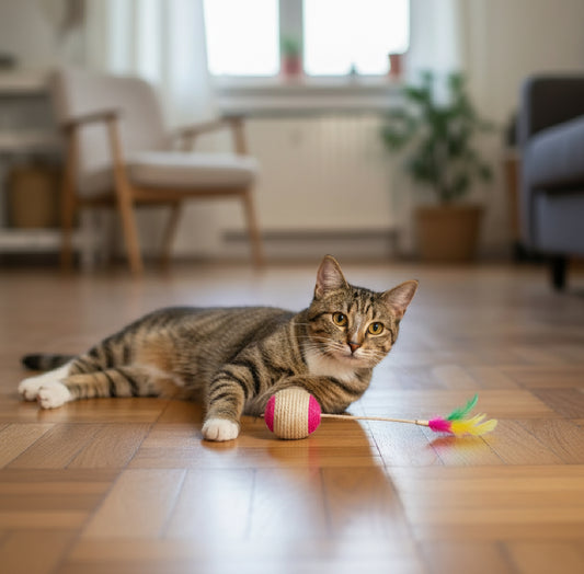 Jouet Ludique pour Chat – Balle à Griffer et Plumes Amusantes