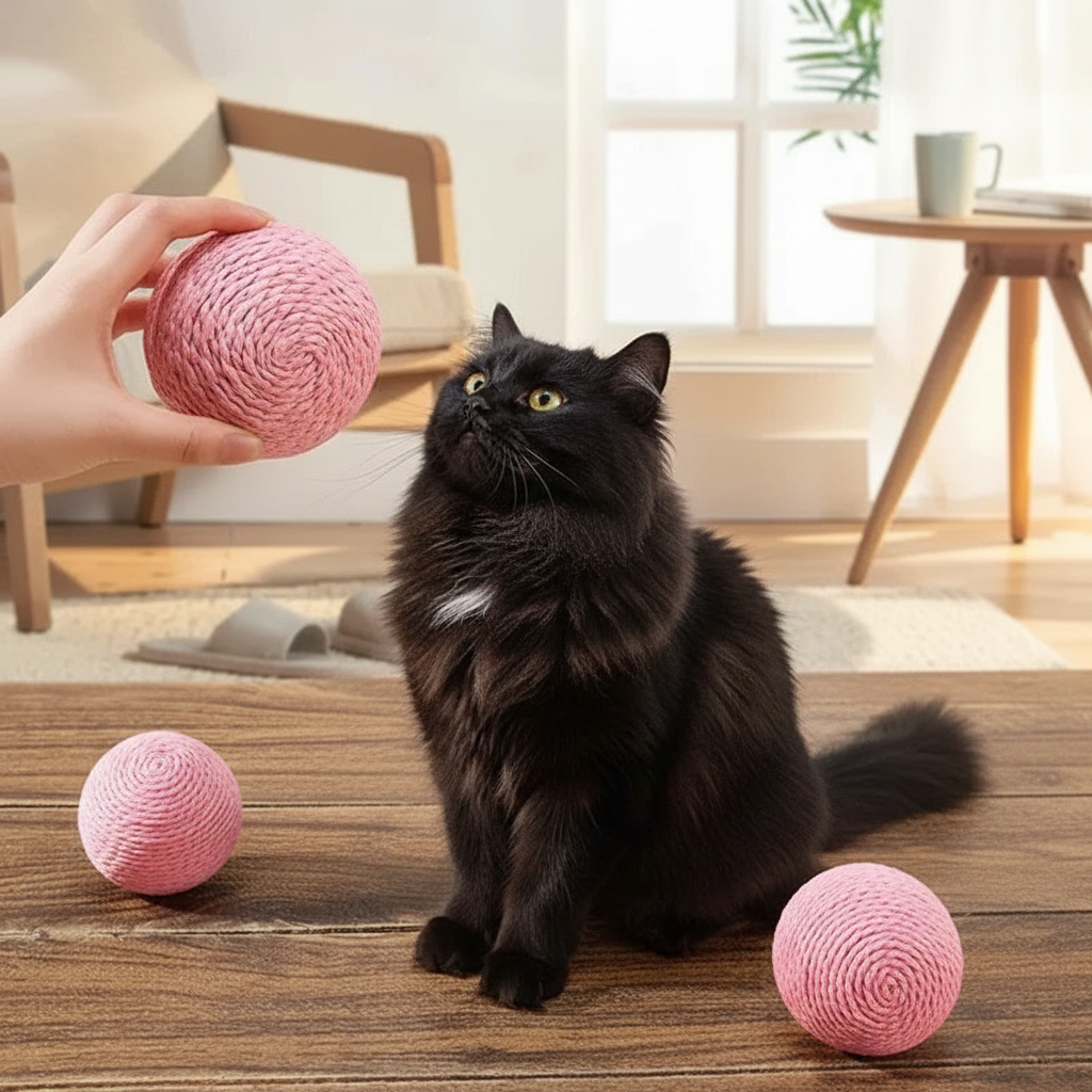 Balle en Sisal pour Chat Anti-Morsure
