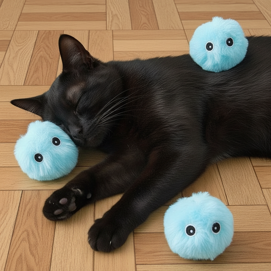 Balle Interactive en Peluche pour Chat - Balle Squeak et Stimulateur d’Instinct