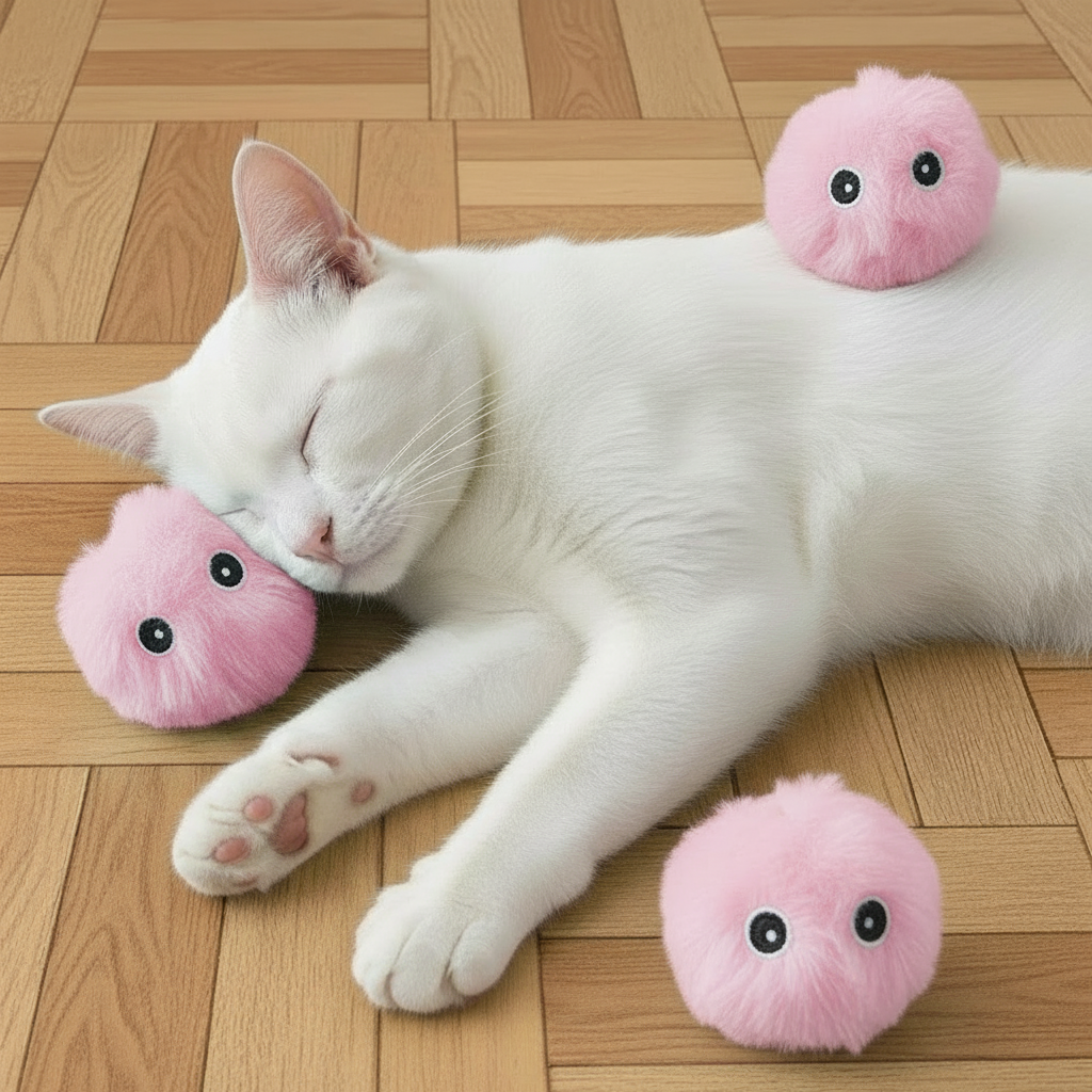 Balle Interactive en Peluche pour Chat - Balle Squeak et Stimulateur d’Instinct